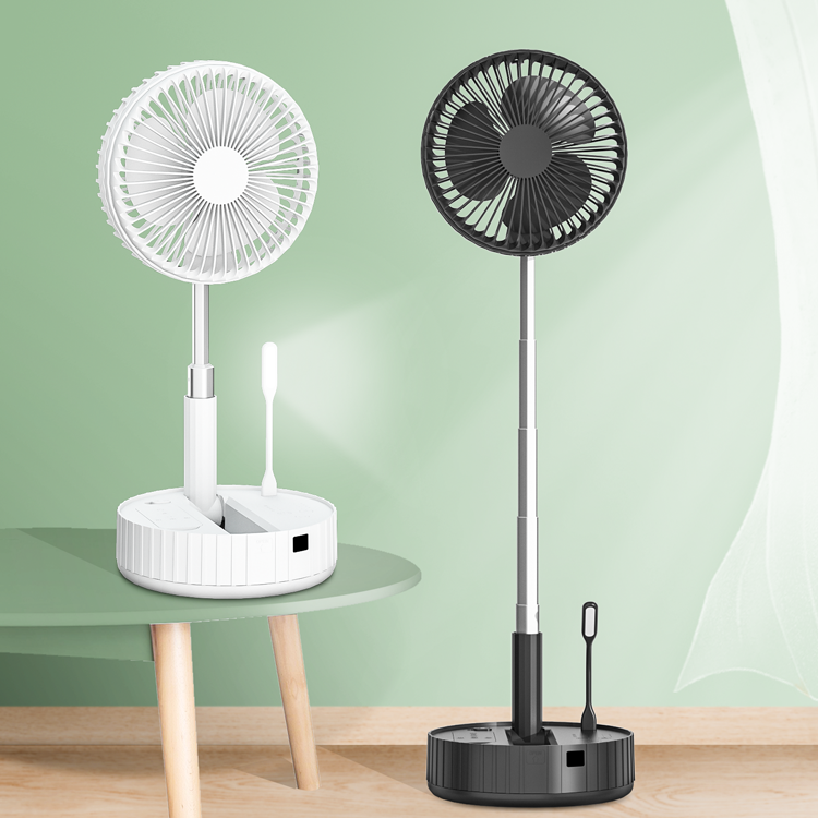 Floor/Desk Standing Fan W.Remote 7 Inch Telescopic Foldable Charging Bed Light