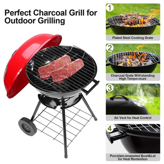 72cm BBQ Kettle Barbecue Grill Outdoor Charcoal Party Patio Round Cooking