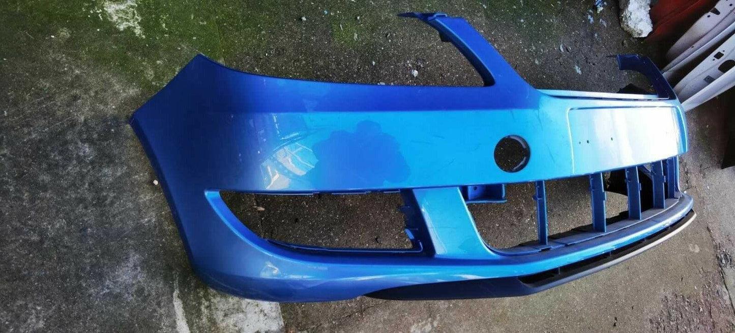 GENUINE SKODA FABIA 2010-2014 FRONT BUMPER IN BLUE P/N:5J0807221D