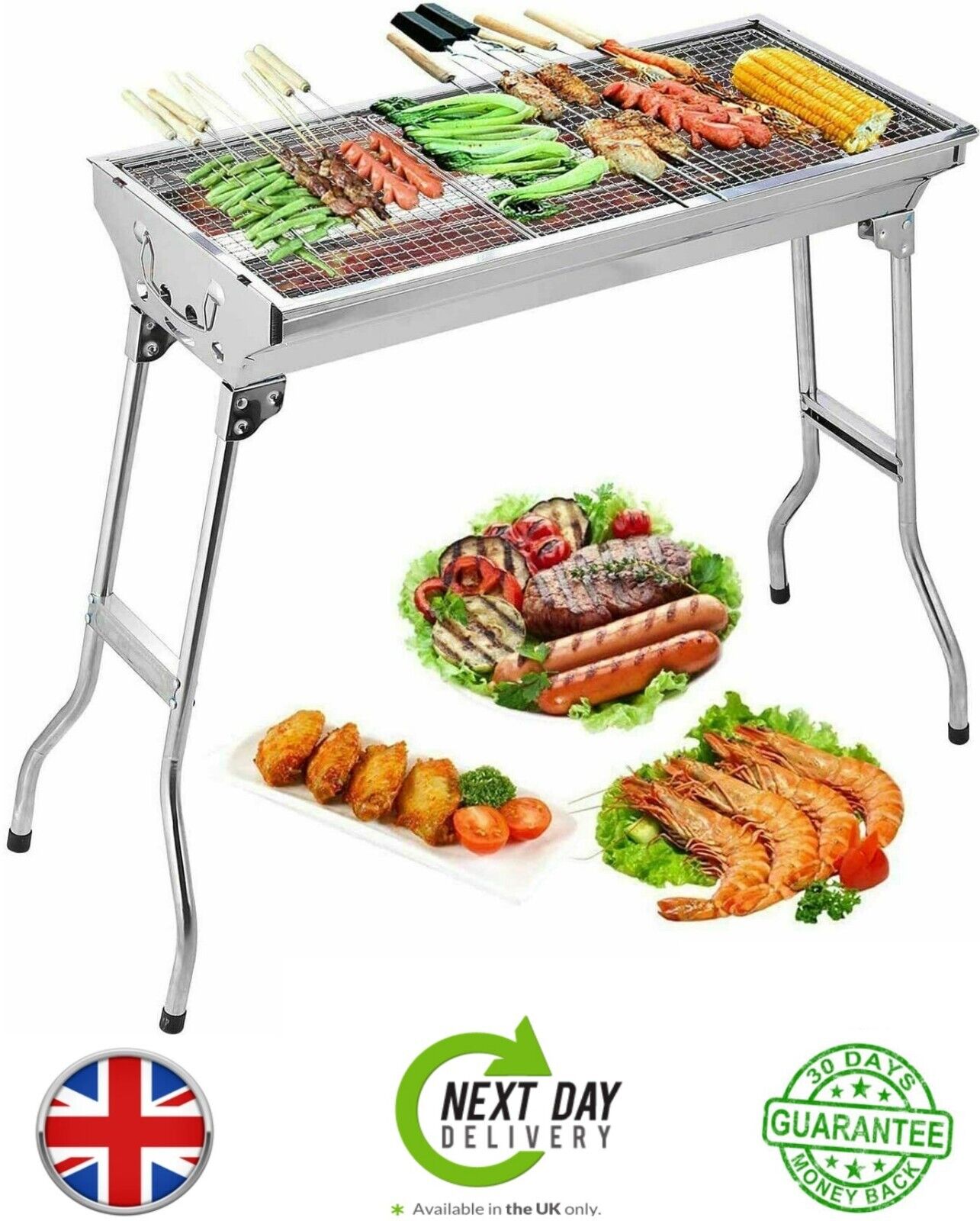 Folding BBQ Charcoal Barbecue Grill Steel Stainless Garden Picnic Camping Stove