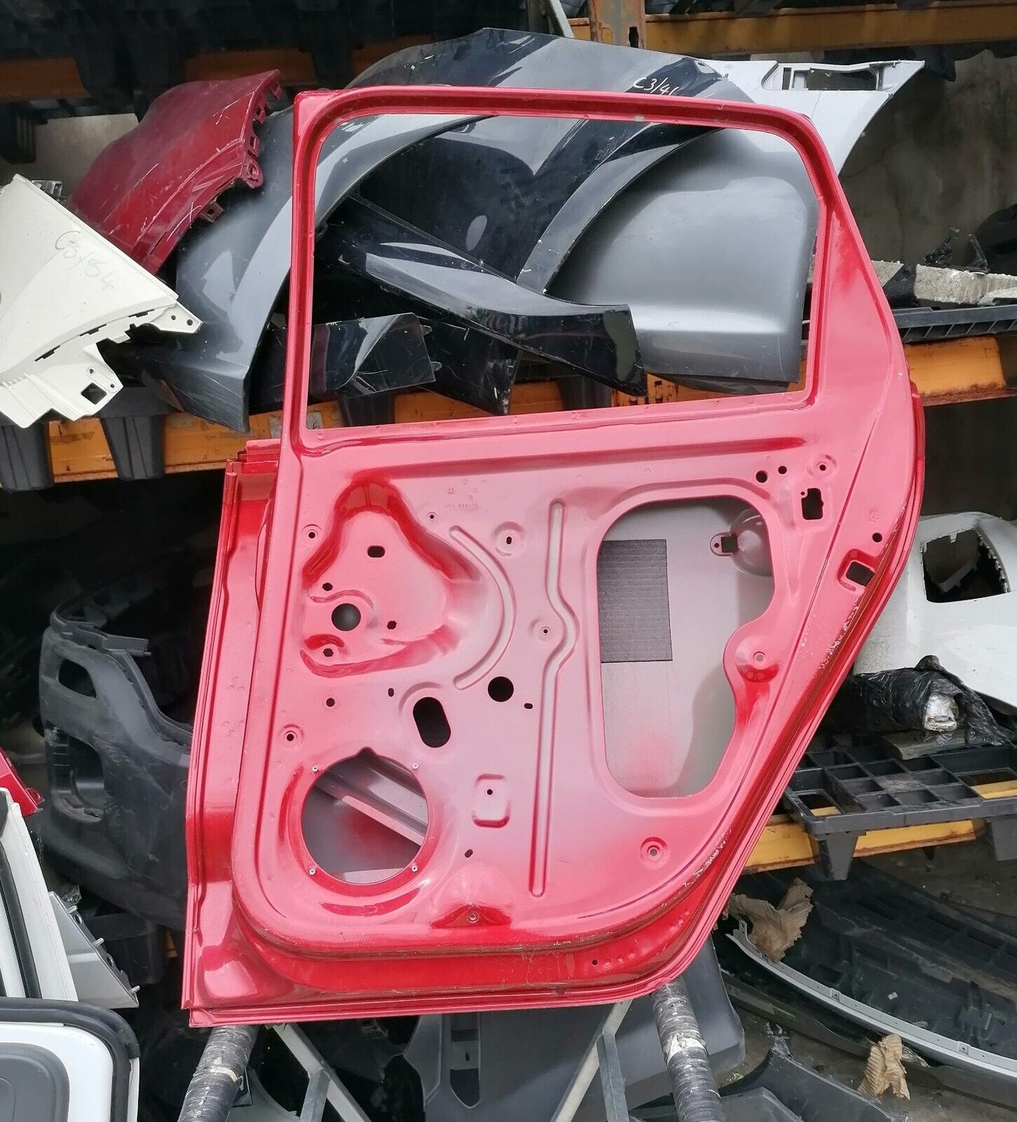 VW POLO 2009-2015 REAR RIGHT DRIVER O/S DOOR IN RED BARE SHELL