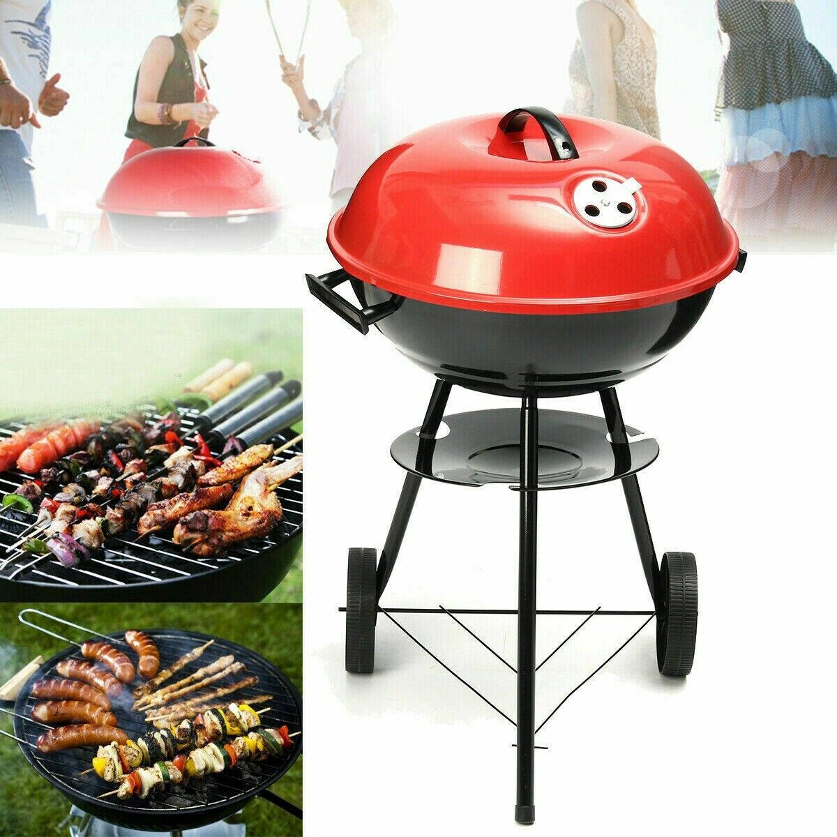 43cm BBQ Kettle Barbecue Grill Outdoor Charcoal Party Patio Round Cooking